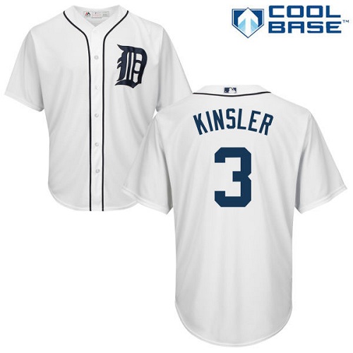 Tigers #3 Ian Kinsler White Cool Base Stitched Youth MLB Jersey